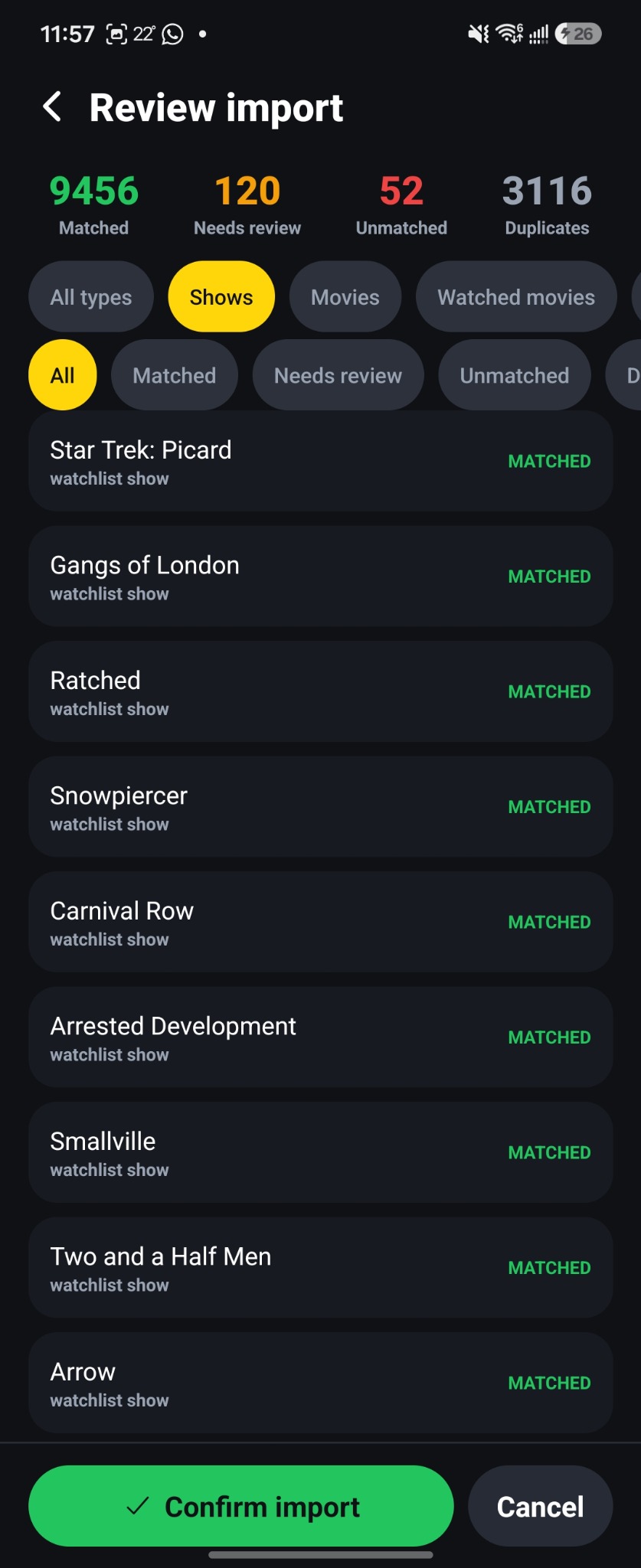 TV Watch Time tv time import screen